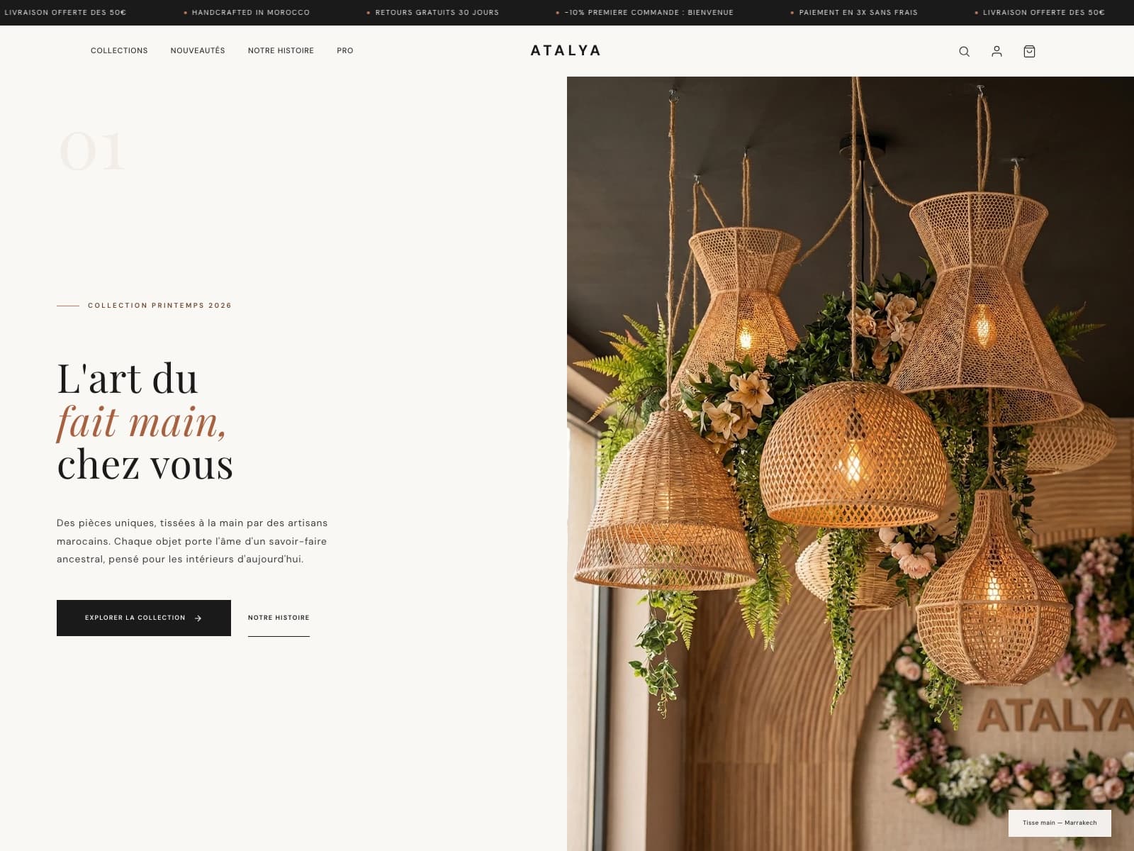 Page d'accueil de la boutique Maison ATALYA