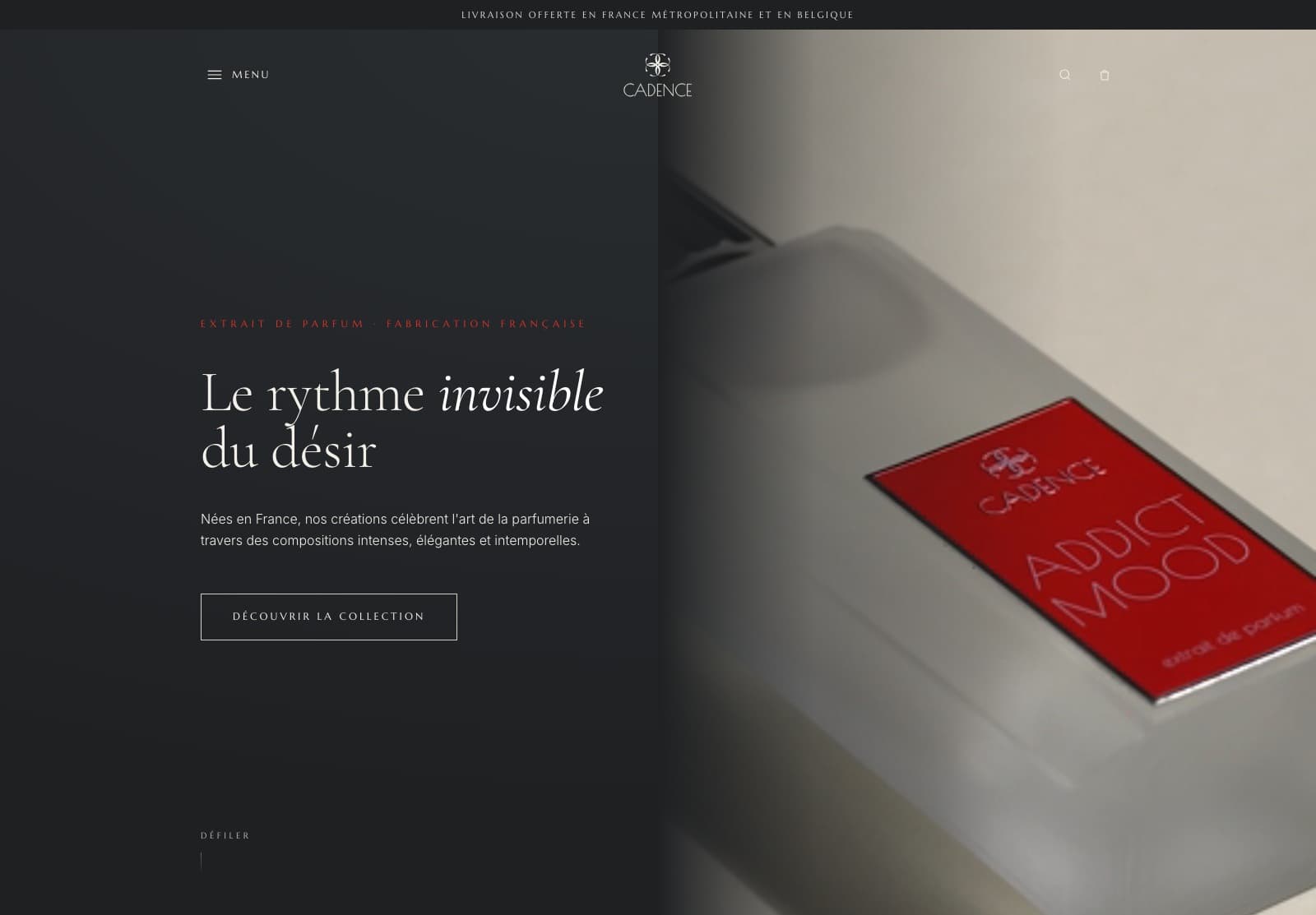 Boutique en ligne Maison Cadence — parfumerie française réalisée par SRDK Digital