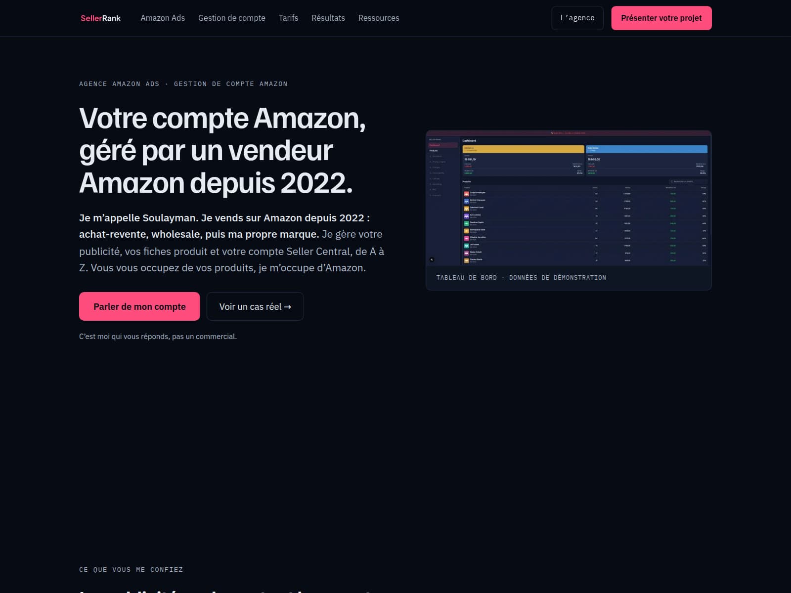 Page d'accueil du site SELLER-RANK