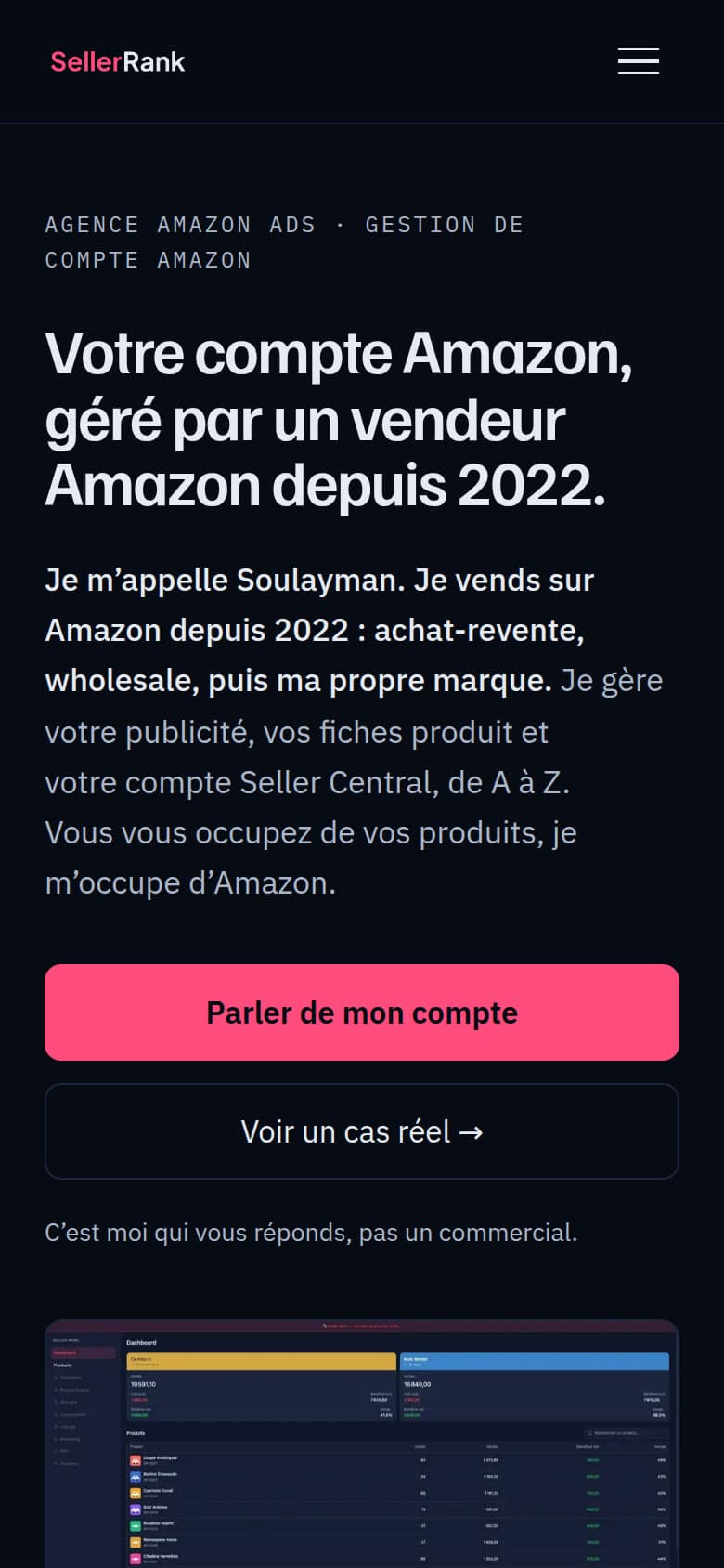 Site SELLER-RANK sur mobile