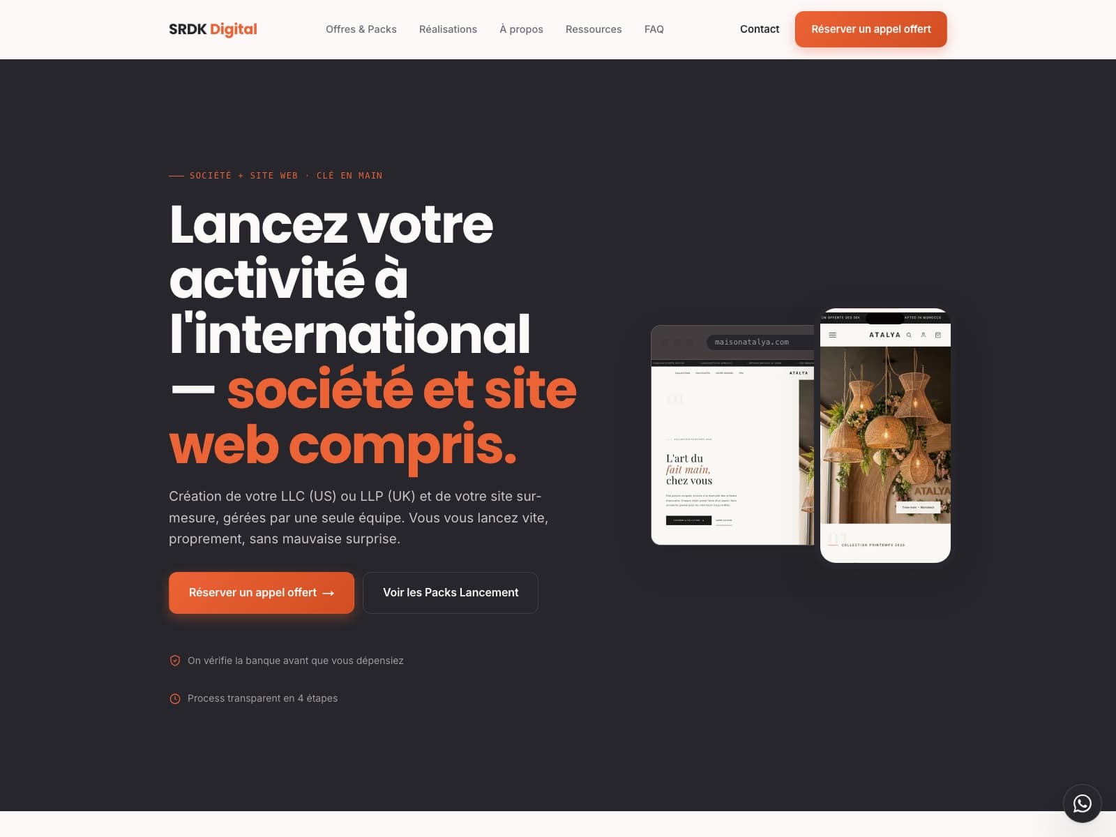 Page d'accueil du site SRDK Digital